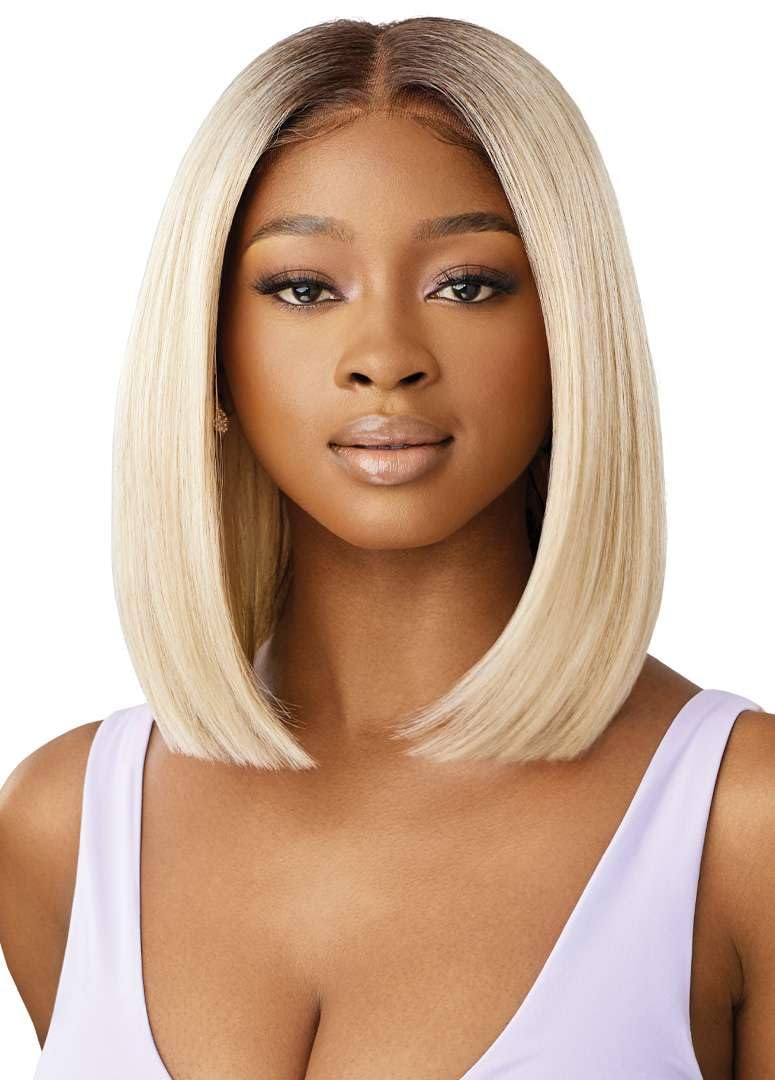 Outre Airtied 100% Fully Hand-Tied Wig - Human Hair Blend - Natural Yaki 12" (DR4/CALIFORNIA BLONDE)