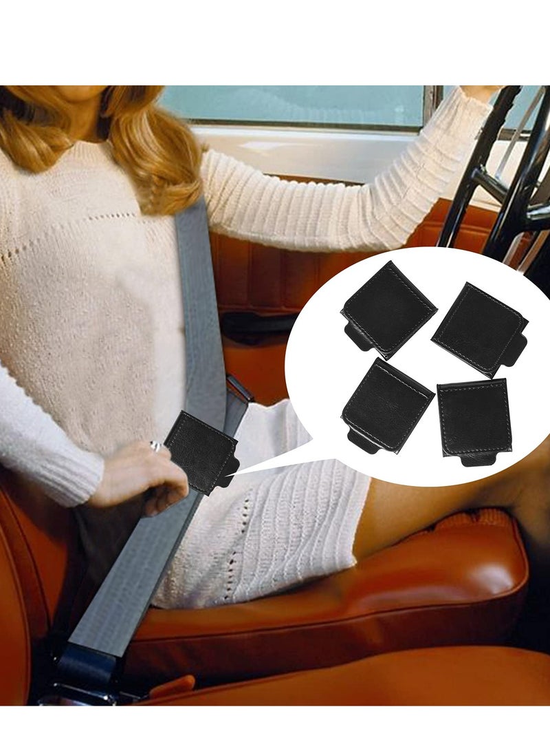 KASTWAVE Seat Belt Clip, Universal Comfort Car Seat Belt Adjuster Comfortable PU Leather Shoulder and Neck Belt Position Fixer Suitable for Children Adult Universal Car Seat Belt (4 Pieces Set, Black) - Image 4