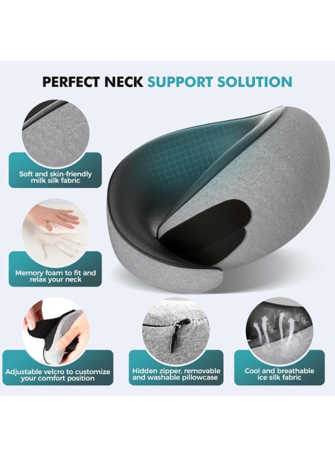 Arabest Travel Neck Pillows for Airplanes - 360° Ergonomic Memory Foam Travel Pillow - Relief Neck Pain with Breathable Support for Long Flights, Car, Train & Office Use - Image 4