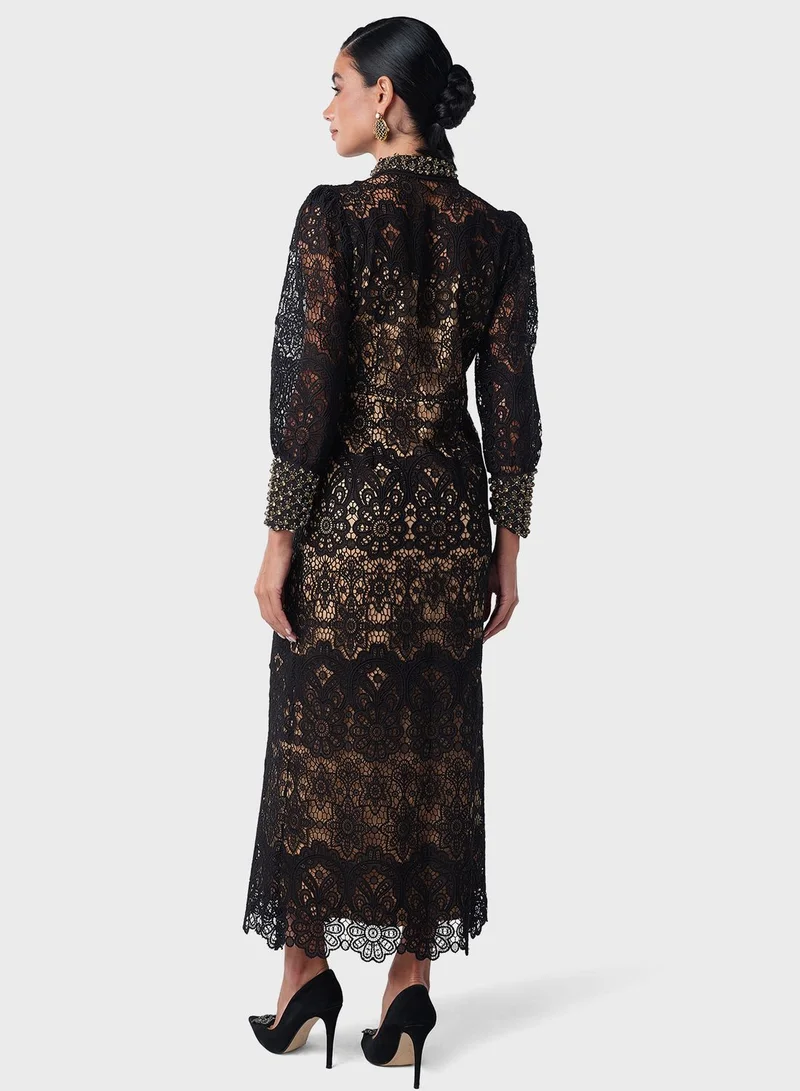 Threadz by Ajooni Lace Embellished Dress