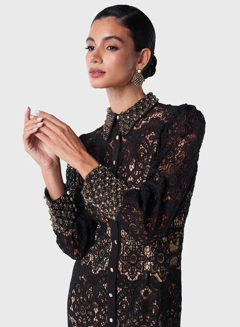 Threadz by Ajooni Lace Embellished Dress