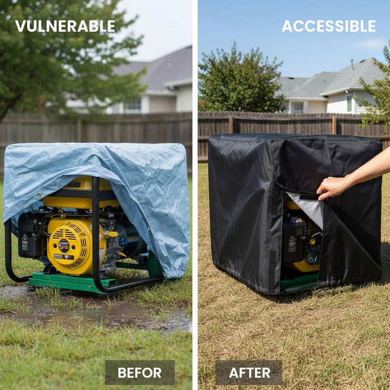 Generator Cover, Black Waterproof Oxford Cloth, 26 X 20 X 20 in, Double Stitched, Design, Heavy Duty for Outdoor Portable Generators - Image 3