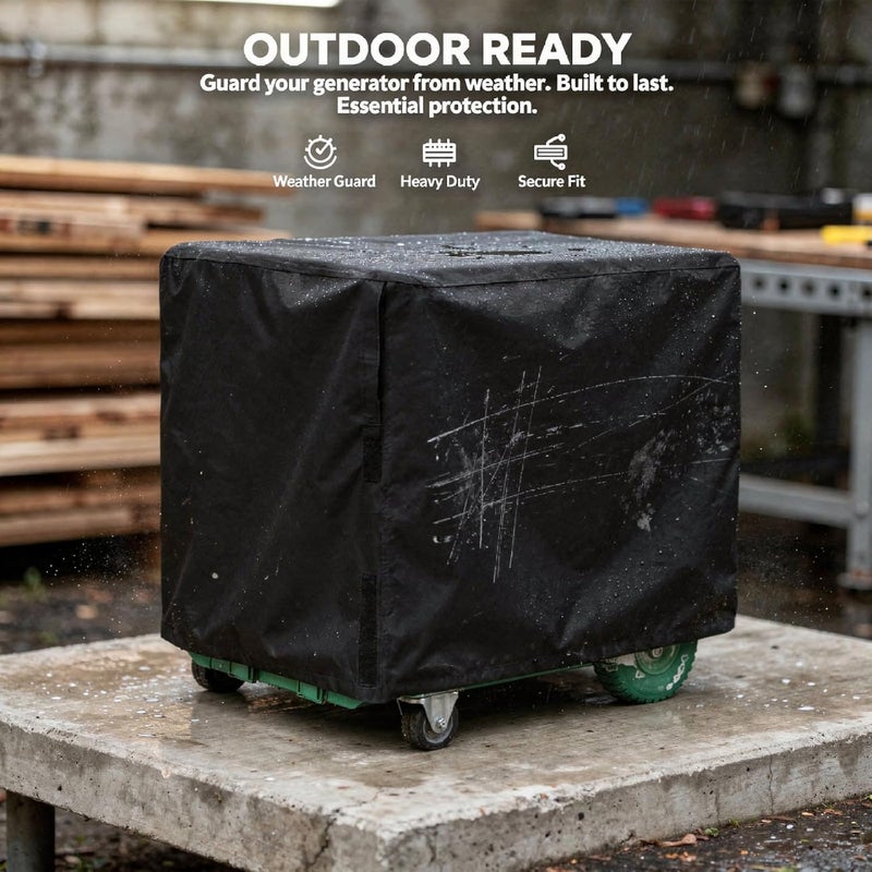 Generator Cover, Black Waterproof Oxford Cloth, 26 X 20 X 20 in, Double Stitched, Design, Heavy Duty for Outdoor Portable Generators - Image 4
