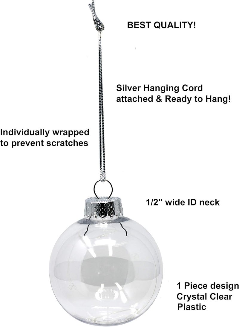 Creative Hobbies ® - Bulk Value Pack of 25 pcs - 67mm (2-5/8 Inch) Round Clear Plastic Ball Ornaments - Great for Crafting DIY Christmas Ornaments - Image 5