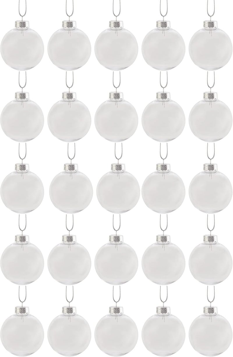 Creative Hobbies ® - Bulk Value Pack of 25 pcs - 67mm (2-5/8 Inch) Round Clear Plastic Ball Ornaments - Great for Crafting DIY Christmas Ornaments - Image 4