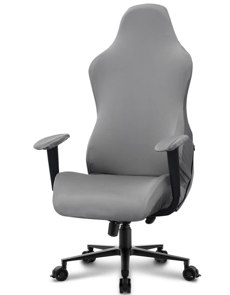Deisy Dee Slipcovers Cloth Stretch Polyester Chair Cover for Reclining Racing Gaming Chair Only Chair Covers Grey