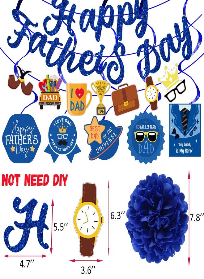 Pchdkj Father Day Decorations for Party Blue Best Dad Ever Decorations With Glitter Happy Father’s Day Banner Father’s Day Hanging Swirls Father Day Decorations Decoracion Para El Dia Del Padre - Image 2