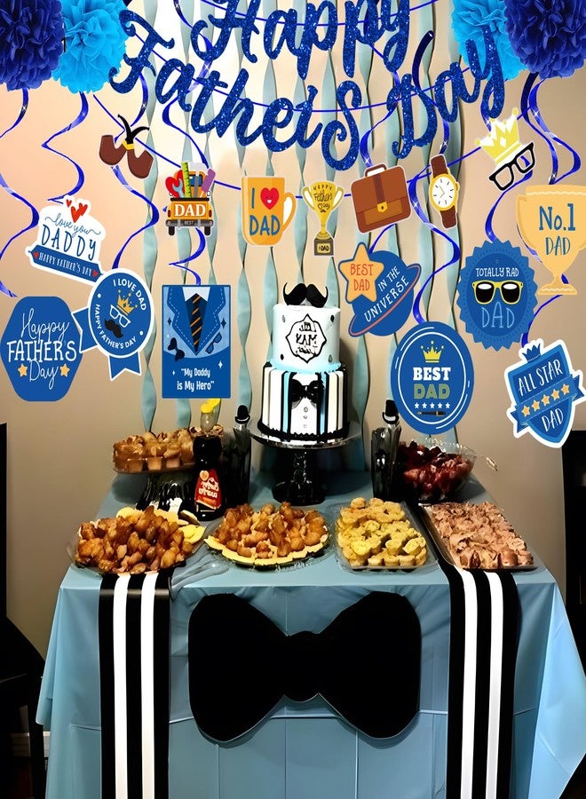 Pchdkj Father Day Decorations for Party Blue Best Dad Ever Decorations With Glitter Happy Father’s Day Banner Father’s Day Hanging Swirls Father Day Decorations Decoracion Para El Dia Del Padre - Image 4