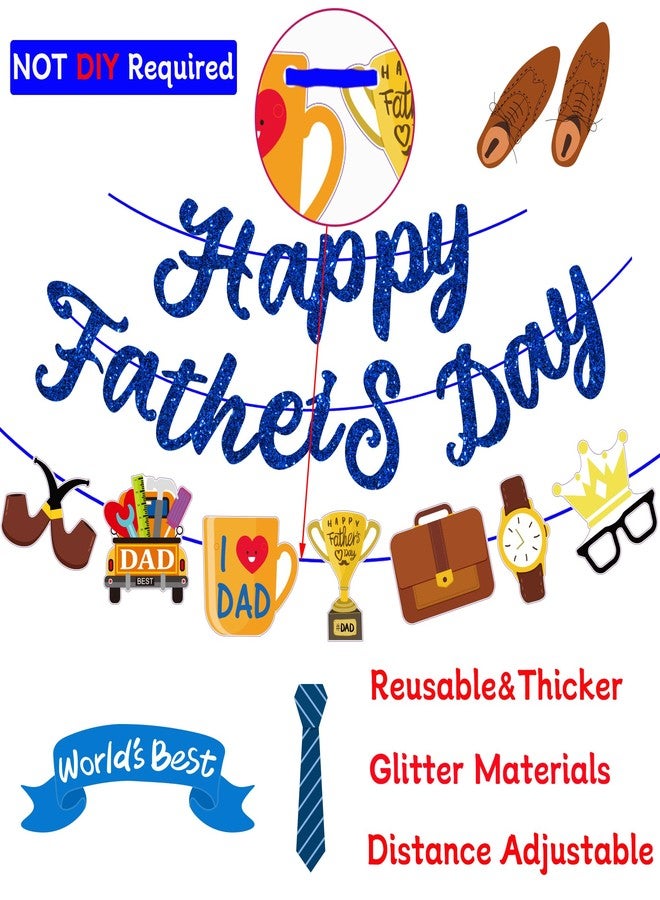 Pchdkj Father Day Decorations for Party Blue Best Dad Ever Decorations With Glitter Happy Father’s Day Banner Father’s Day Hanging Swirls Father Day Decorations Decoracion Para El Dia Del Padre - Image 3