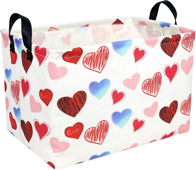 SETAMA Valentine's Day Basket Gift for Empty Cute Heart Large Storage Bin for Kid and Baby Room Décor (Beauty Love) - Image 1