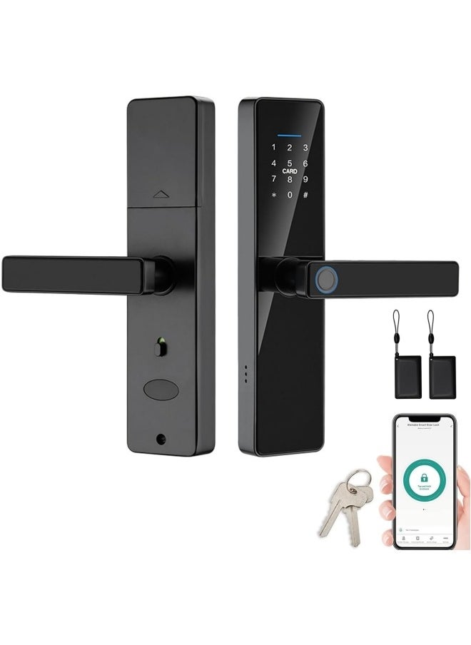 GGEROU Fingerprint Door Lock, Keyless Entry Door Bluetooth Lock, Fingerprint Door Lock, WiFi Electronic Digital Door Lock with Keypad, Free APP, Auto Lock, Password, IC Card for Home Office Apartment  - Image 1
