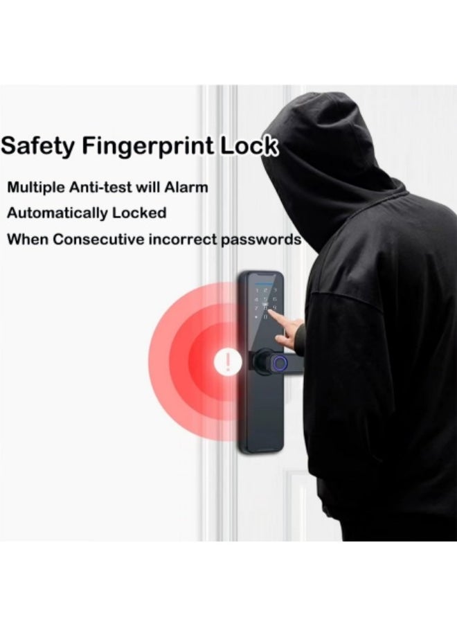 GGEROU Fingerprint Door Lock, Keyless Entry Door Bluetooth Lock, Fingerprint Door Lock, WiFi Electronic Digital Door Lock with Keypad, Free APP, Auto Lock, Password, IC Card for Home Office Apartment  - Image 4
