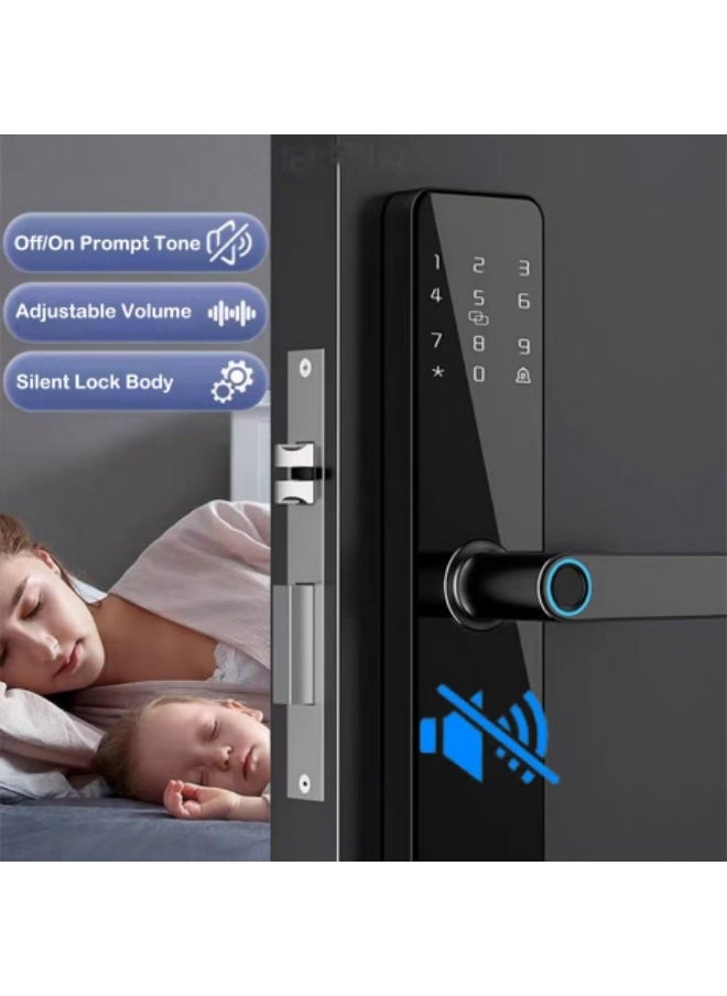 GGEROU Fingerprint Door Lock, Keyless Entry Door Bluetooth Lock, Fingerprint Door Lock, WiFi Electronic Digital Door Lock with Keypad, Free APP, Auto Lock, Password, IC Card for Home Office Apartment  - Image 3