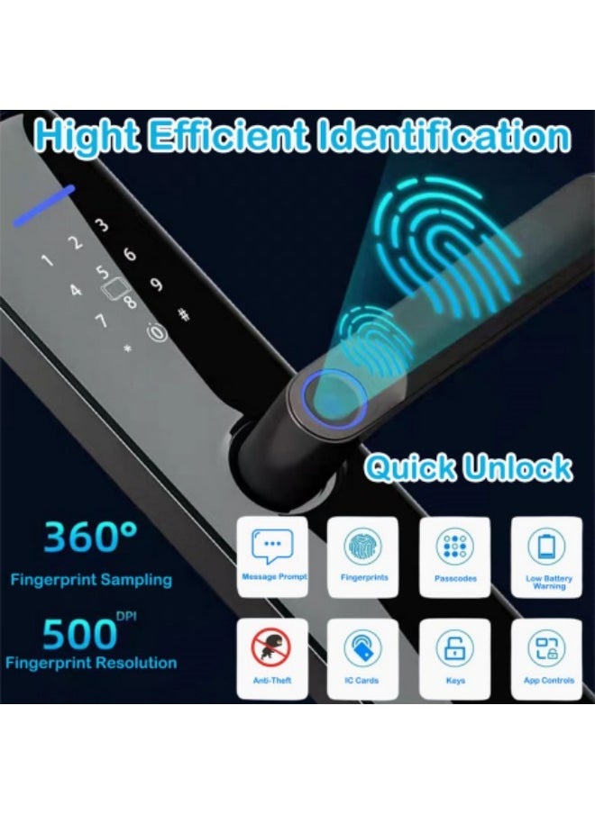 GGEROU Fingerprint Door Lock, Keyless Entry Door Bluetooth Lock, Fingerprint Door Lock, WiFi Electronic Digital Door Lock with Keypad, Free APP, Auto Lock, Password, IC Card for Home Office Apartment  - Image 2