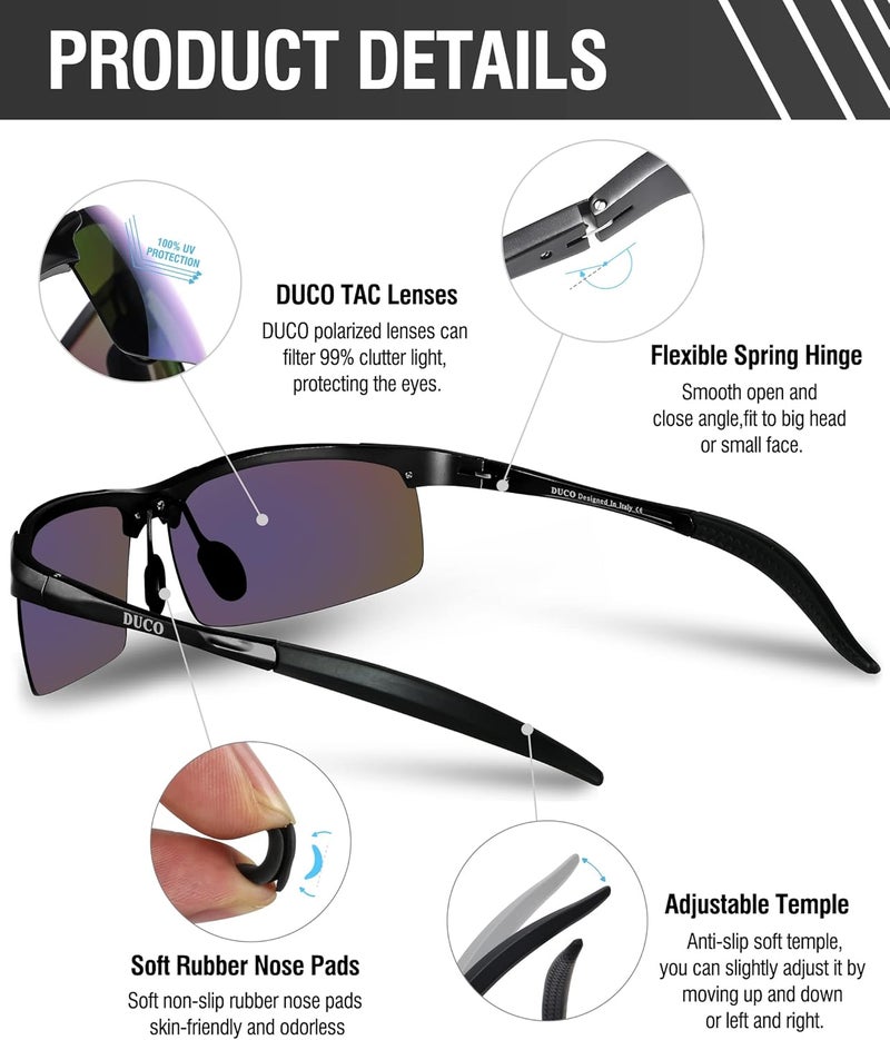 Duco Mens Sports Polarized Sunglasses UV Protection Sunglasses for Men 8177s - Image 4
