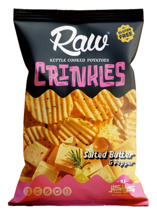 رو رقائق بطاطس كرينكل بنكهة الزبدة المملحة والفلفل الأسود 65-75 جرام