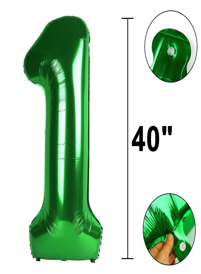 Kelfuoya 40 Inch Balloon Green 1 Number Balloons Giant Jumbo Number 1 Foil Mylar Balloons for Boys Girls 1st Birthday Party Supplies 10 11 21 100 Anniversary Events Decorations - Image 2