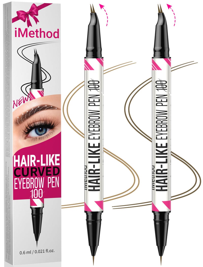 iMethod Curved Eyebrow Pen Eyebrow Pencil 2 Count Brow Pencil DualEnded with Curved Tip and Precise BrushTip for Natural HairLike Brows Last AllDay Brown and Blonde Each - Image 2