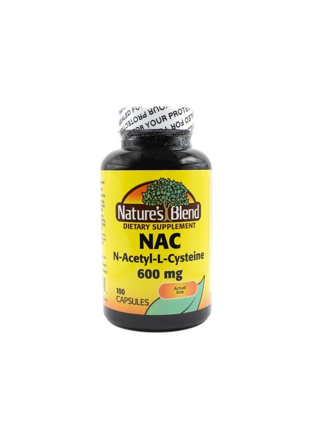 نايتشرز بليند مكمل Nature's Blend NAC بتركيز 600 مجم من N-Acetyl-L-Cysteine - 100 كبسولة - دعم المناعة ومضاد للأكسدة لصحة الخلايا - Image 1