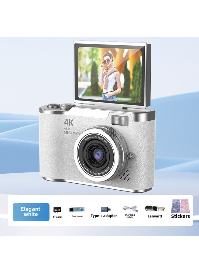 Photography HD Digital Camera Electronic Flash Home Anti-shake 4K Shooting Micro SLR Camera-Color:Lk07-white+32g Memory Card+card Reader+adapter  - Image 1