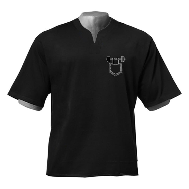 Muscle Sports short sleeve men''s half sleeve loose running breathable T-shirt training fitness clothes casual cotton top foreign trade - Image 2