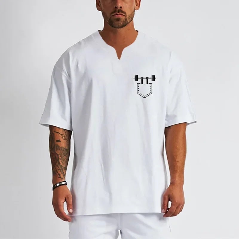 Muscle Sports short sleeve men''s half sleeve loose running breathable T-shirt training fitness clothes casual cotton top foreign trade - Image 3