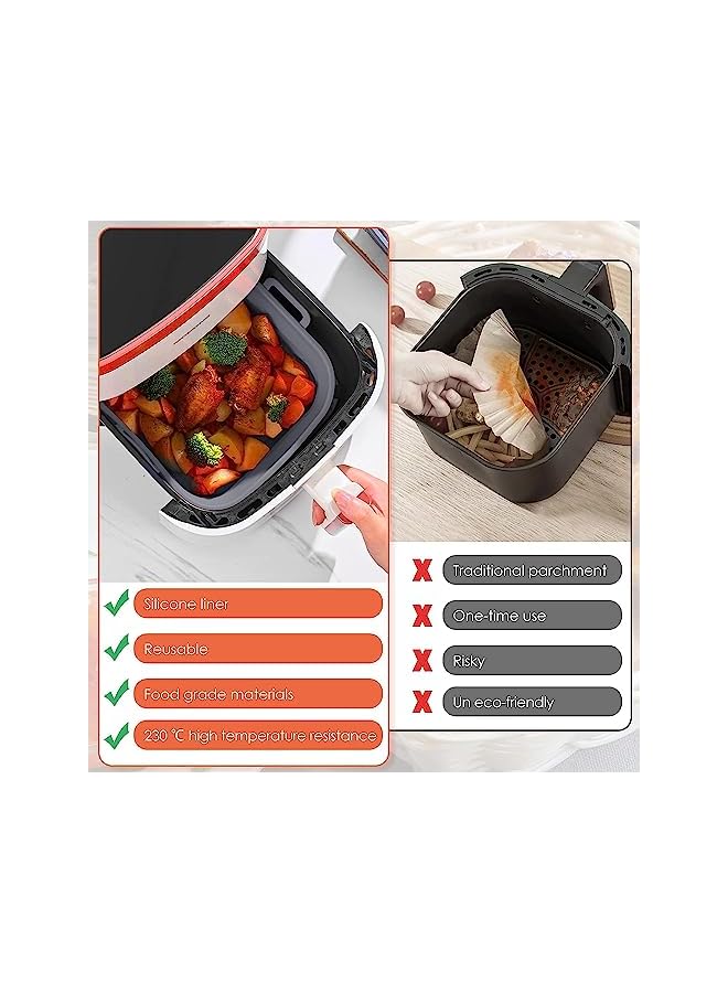 Raxoom 2-Pack Air fryer Silicone Liner, 8.5 inch Reusable Air Fryer Basket Silicone Pot Round for 4 to 7 QT, Food Grade Microwave Oven Accessories (Grey + Green) - Image 2