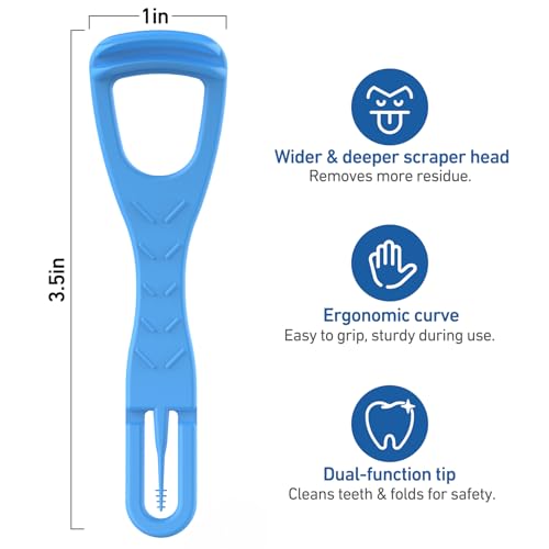 RAZOKO Tongue Cleaner with Safe Fold-Back Interdental Brush,100 Count BPA Free Disposable Tongue Scraper,Hygienic Scraper for Clean Tongue & Promote Fresh Breath (100 Count) - Image 2