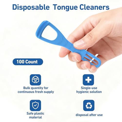 RAZOKO Tongue Cleaner with Safe Fold-Back Interdental Brush,100 Count BPA Free Disposable Tongue Scraper,Hygienic Scraper for Clean Tongue & Promote Fresh Breath (100 Count) - Image 5