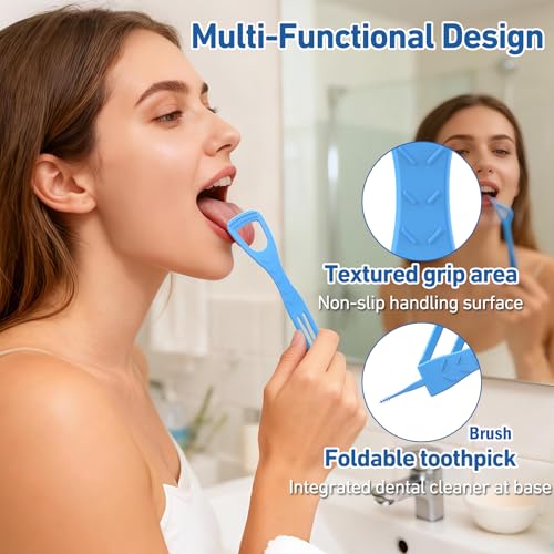 RAZOKO Tongue Cleaner with Safe Fold-Back Interdental Brush,100 Count BPA Free Disposable Tongue Scraper,Hygienic Scraper for Clean Tongue & Promote Fresh Breath (100 Count) - Image 4