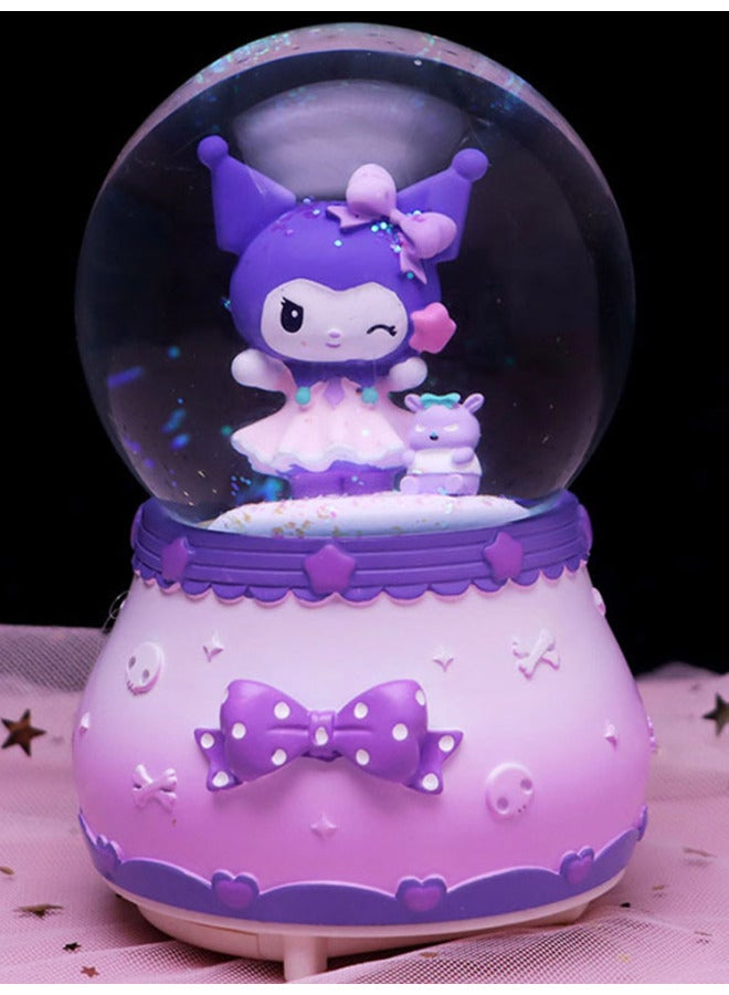# Kulomi Crystal Ball Music Box Girls Children Birthday Gift Net Red Little Beaver Snow Music Box Pendulum-Color:Sweet Flower House Purple [inner Rotation + Music + Lantern + Automatic Snow] Large - Image 4