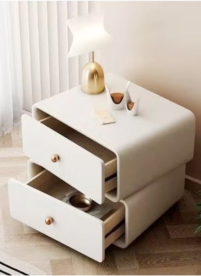 C&C Home Modern Design 360 Degree Rotatable Nightstand Wooden Bedside Table with 2 Drawers Strong Solid Wood Base Side Table for Bedroom 50x40x48 cm (Fully Assembled)  - Image 2