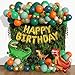 Amandir 165Pcs Dinosaur Balloons Arch Garland Kit Sage Green Orange 6Pcs Dino Foil Balloons Happy Birthday Balloon for Jungle Safari Dinosaur Themed Party Decorations Supplies Boys - Image 2