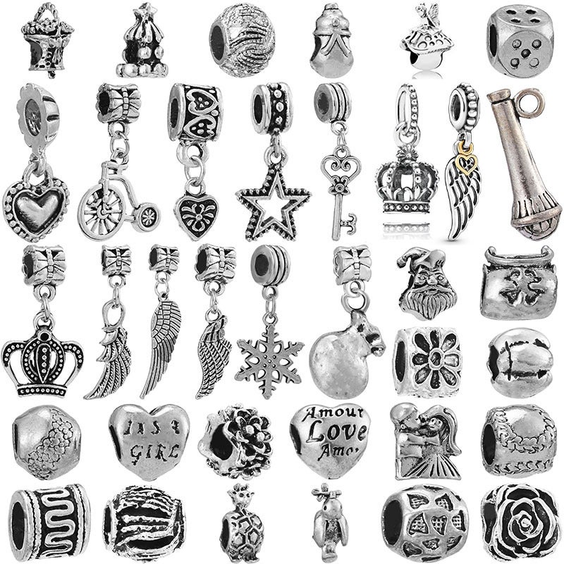 168 Alloy Silver Plated Beads For Bracelet Bracelet Necklace Ladies Children Gift Yiwu Factory L2 - Image 4