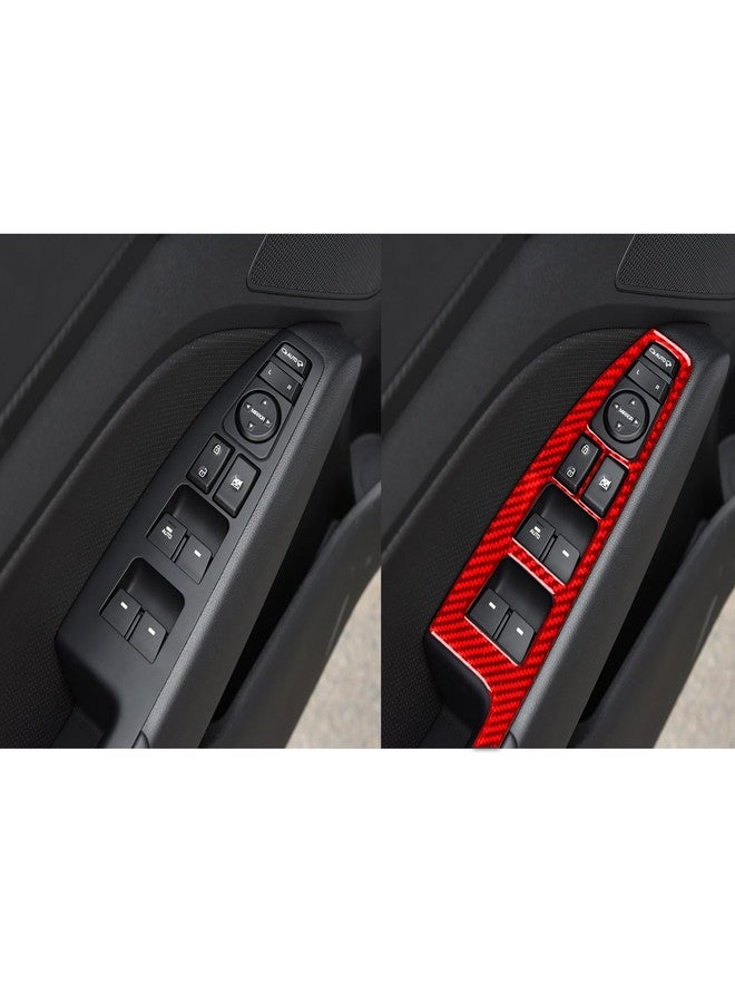 GDFJGD Real Carbon Fiber Compatible with Hyundai Elantra 2016 2017 2018 2019 2020 Auto Accessories Decal Car Door Window Lift Button Panel Armrest Cover Interior Trim Sticker Red 4PCs -B - Image 3