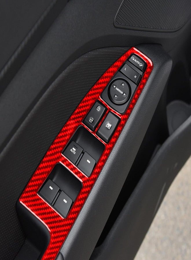 GDFJGD Real Carbon Fiber Compatible with Hyundai Elantra 2016 2017 2018 2019 2020 Auto Accessories Decal Car Door Window Lift Button Panel Armrest Cover Interior Trim Sticker Red 4PCs -B - Image 4