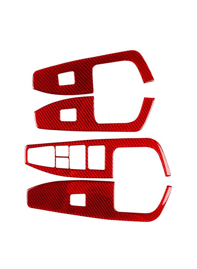 GDFJGD Real Carbon Fiber Compatible with Hyundai Elantra 2016 2017 2018 2019 2020 Auto Accessories Decal Car Door Window Lift Button Panel Armrest Cover Interior Trim Sticker Red 4PCs -B - Image 2