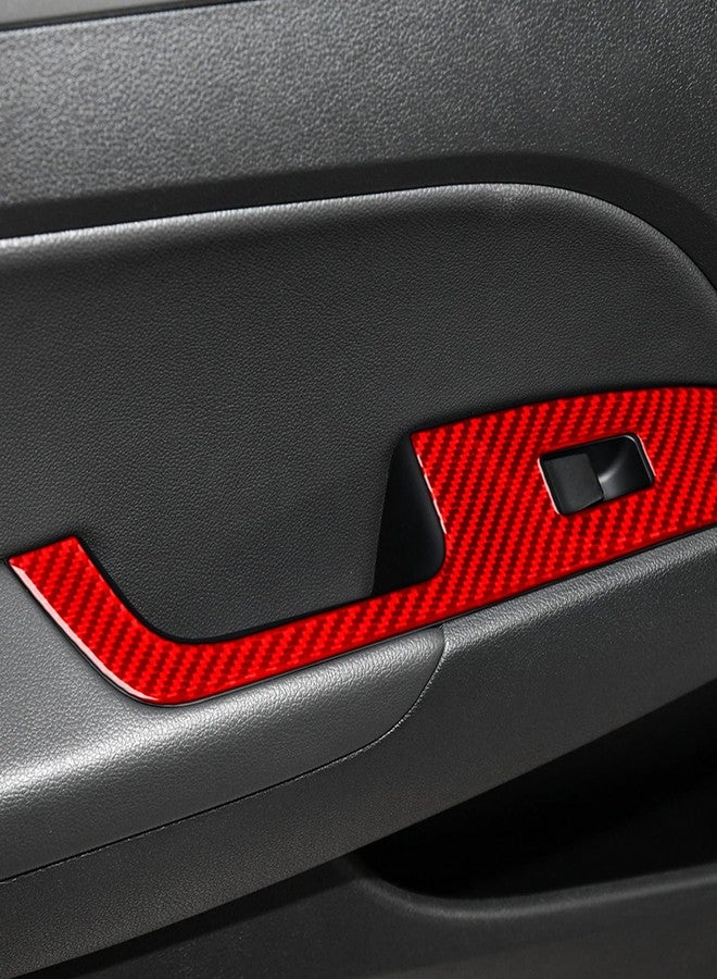 GDFJGD Real Carbon Fiber Compatible with Hyundai Elantra 2016 2017 2018 2019 2020 Auto Accessories Decal Car Door Window Lift Button Panel Armrest Cover Interior Trim Sticker Red 4PCs -B - Image 5