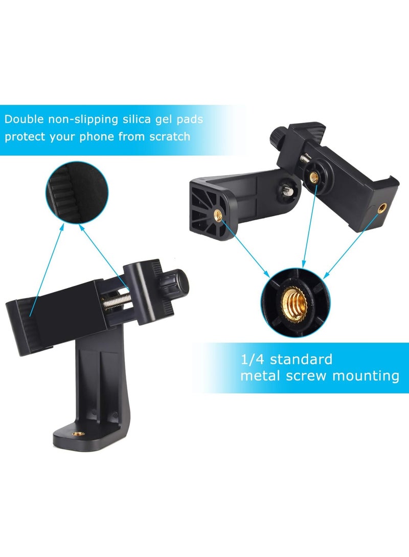 Premium Smartphone Holder/Vertical and Horizontal Tripod Mount Adapter Rotatable Bracket with 1/4 Inch Screw/Adjustable Clip for iPhone, Android Cell Phone, Selfie Stick, Camera Stand - Image 3