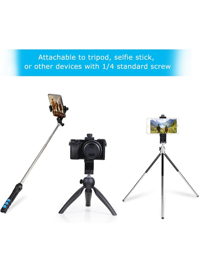 Premium Smartphone Holder/Vertical and Horizontal Tripod Mount Adapter Rotatable Bracket with 1/4 Inch Screw/Adjustable Clip for iPhone, Android Cell Phone, Selfie Stick, Camera Stand - Image 2