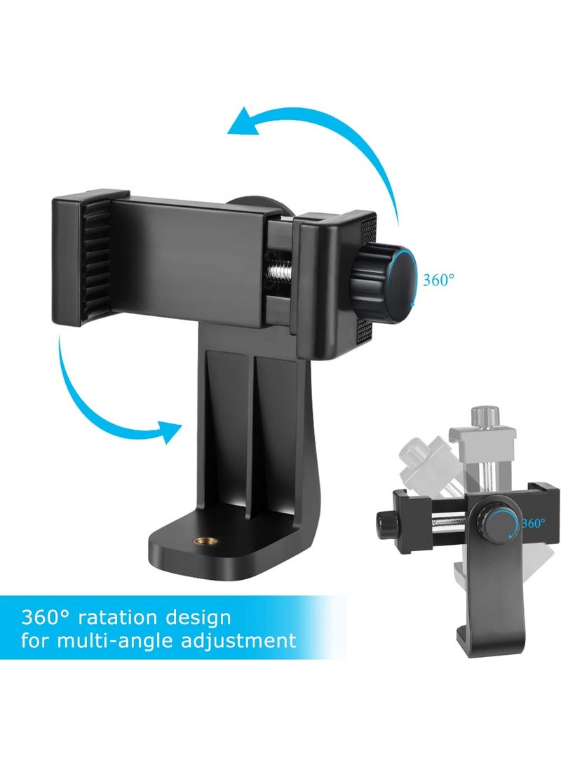 Premium Smartphone Holder/Vertical and Horizontal Tripod Mount Adapter Rotatable Bracket with 1/4 Inch Screw/Adjustable Clip for iPhone, Android Cell Phone, Selfie Stick, Camera Stand - Image 5