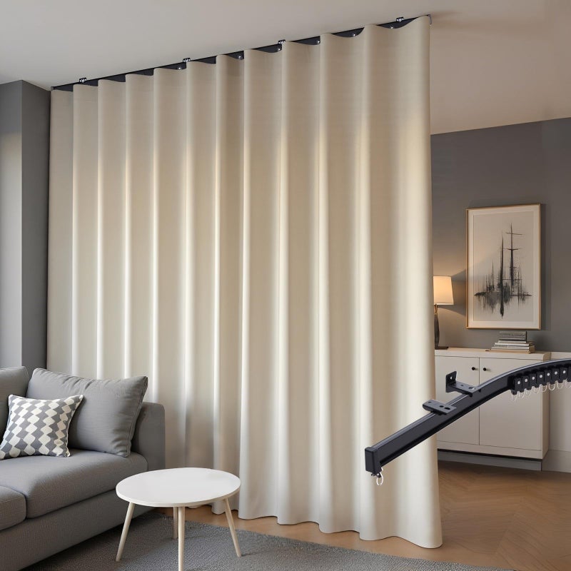 hoeflife Curtain with Ceiling Track Beige W 108 × H 84 in - Image 1