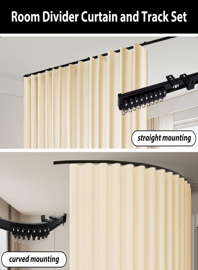 hoeflife Curtain with Ceiling Track Beige W 108 × H 84 in - Image 4