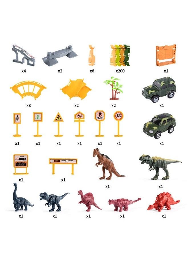 TEMI - Dinosaur Train Track Toy Set With Race Cars And Jurassic Dinos For Kids Toddlers 2 3 4 5 Years Create A Dinosaur World Road With Flexible Tracks Birthday Gifts For Boys And Girls - Image 1