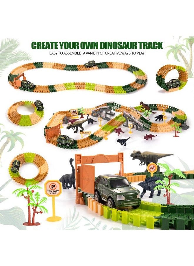 TEMI - Dinosaur Train Track Toy Set With Race Cars And Jurassic Dinos For Kids Toddlers 2 3 4 5 Years Create A Dinosaur World Road With Flexible Tracks Birthday Gifts For Boys And Girls - Image 1
