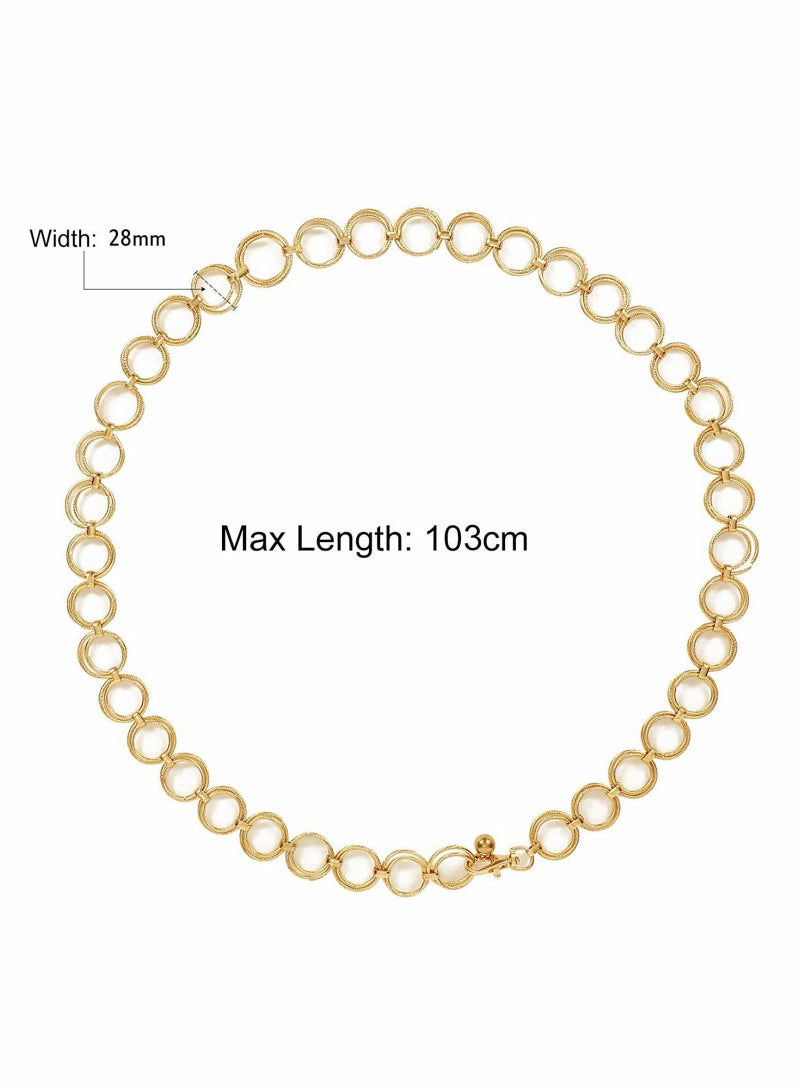 Y&D Metal Waist Chain for Women Girls Adjustable Body Link Belt Fashion Belly Jewelry Lady's Polished O- Ring All Over Links fit Jeans Dresses (Gold) - Image 5