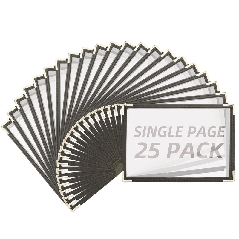 CYEAH 25 Pcs Cafe Style Menu Cover, Single Page 2 View Transparent Restaurant Menu Covers, Restaurant Menu Cover Fits 5.5" x 8.5" Paper, Menu Holder for Bar Cafe Restaurant Book Black Folder - Image 1