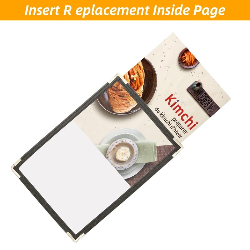 CYEAH 25 Pcs Cafe Style Menu Cover, Single Page 2 View Transparent Restaurant Menu Covers, Restaurant Menu Cover Fits 5.5" x 8.5" Paper, Menu Holder for Bar Cafe Restaurant Book Black Folder - Image 4