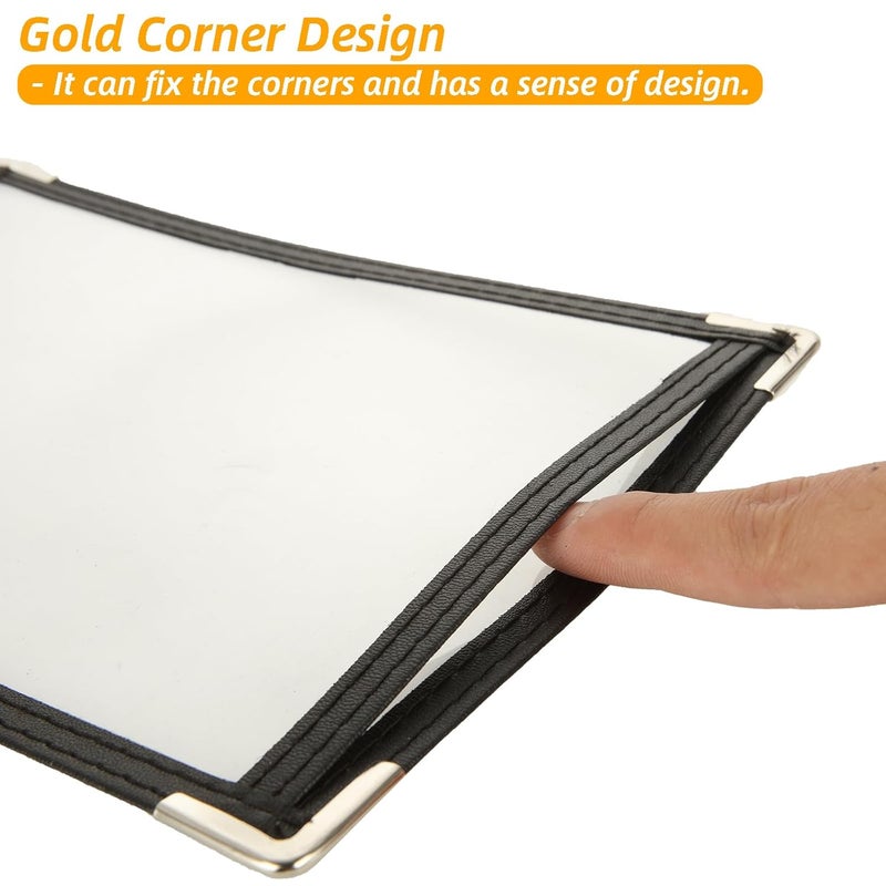 CYEAH 25 Pcs Cafe Style Menu Cover, Single Page 2 View Transparent Restaurant Menu Covers, Restaurant Menu Cover Fits 5.5" x 8.5" Paper, Menu Holder for Bar Cafe Restaurant Book Black Folder - Image 5