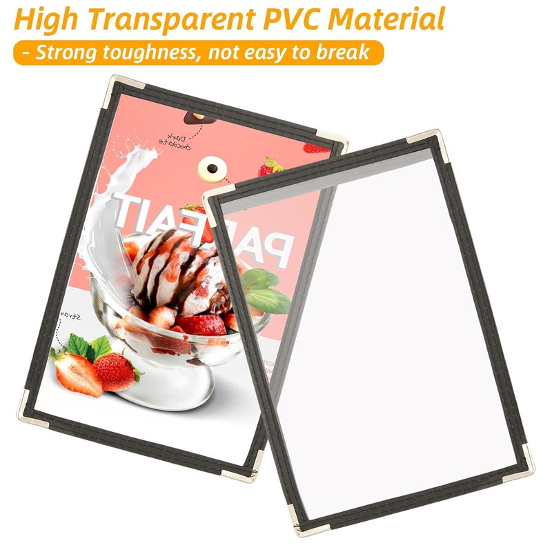 CYEAH 25 Pcs Cafe Style Menu Cover, Single Page 2 View Transparent Restaurant Menu Covers, Restaurant Menu Cover Fits 5.5" x 8.5" Paper, Menu Holder for Bar Cafe Restaurant Book Black Folder - Image 3
